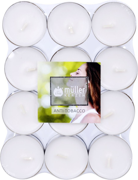 Duftteelichter ANTI TABACCO in weiß aus Wachs