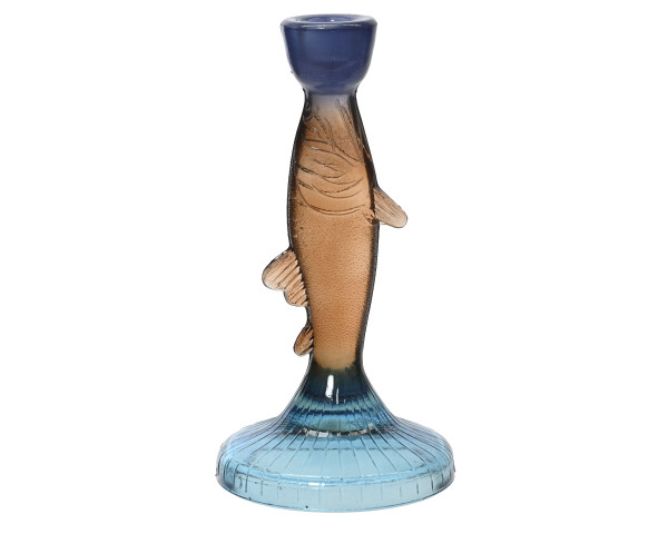 Kerzenhalter FISH in blau aus Glas