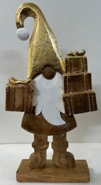 Weihnachtsmann mit GESCHENKEN in goldfarben aus Metall