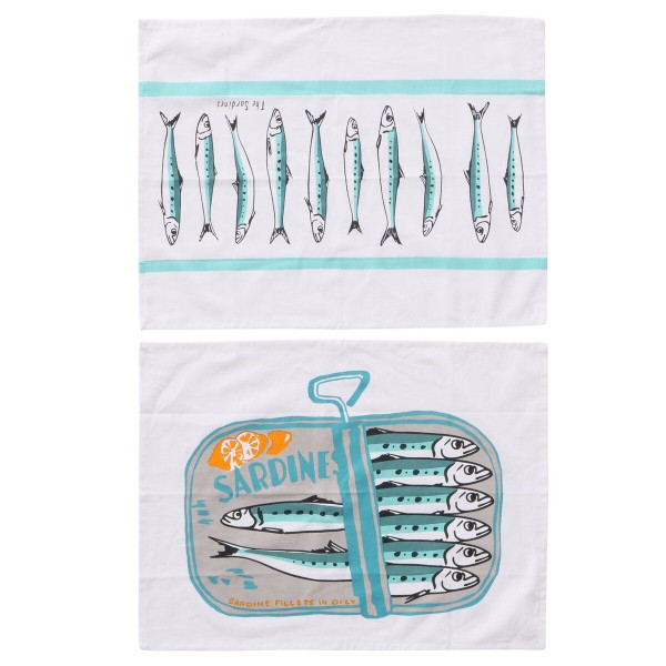 Geschirrtuch-Set SARDINE in mehrfarbig aus Baumwolle