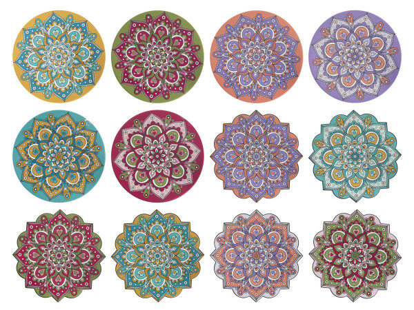 Untersetzer MANDALA in mehrfarbig aus Materialmix