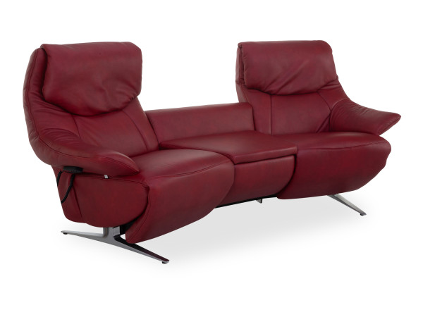 Trapezsofa MONDO MALU in rot aus Leder