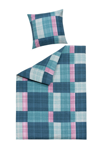 Bettwäsche JOSIE Polycotton in blau aus Mischgewebe