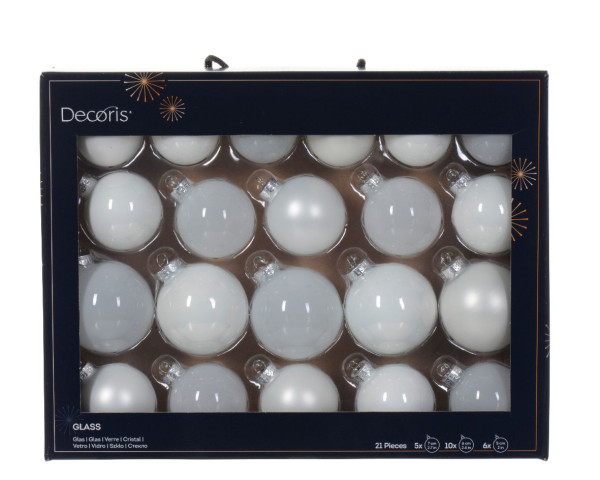 Weihnachtskugel-Box MIDI WINTERWEISS in weiß aus Glas