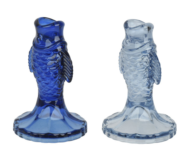 Kerzenhalter FISH in blau aus Glas