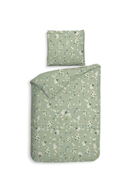 Bettwäsche CIRO Flanell in grün aus Baumwolle