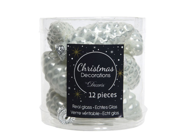 Weihnachtskugel-Box Zapfen WINTERWEISS in weiß aus Glas