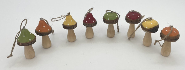 Christbaumschmuck Hänger MUSHROOM in mehrfarbig aus Holz