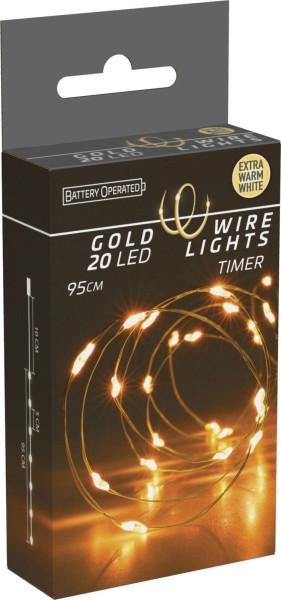 Lichterkette DRAHT 20 LED in goldfarben aus Kunststoff