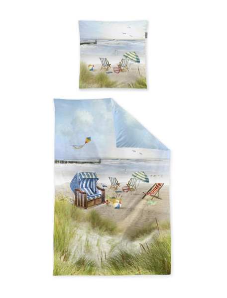 Bettwäsche WAVE Mako-Satin in mehrfarbig aus Baumwolle