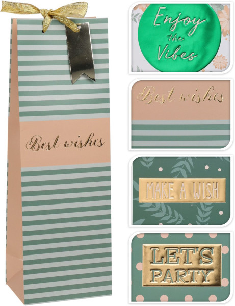 Geschenktasche Flasche in mehrfarbig aus Papier