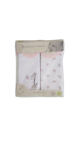 Body Kurzarm 2er Set in rosa aus Stoff