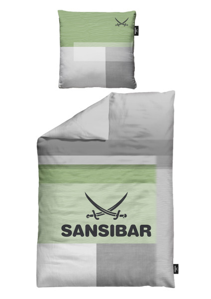 Bettwäsche SANSIBAR Satin in grün aus Baumwolle