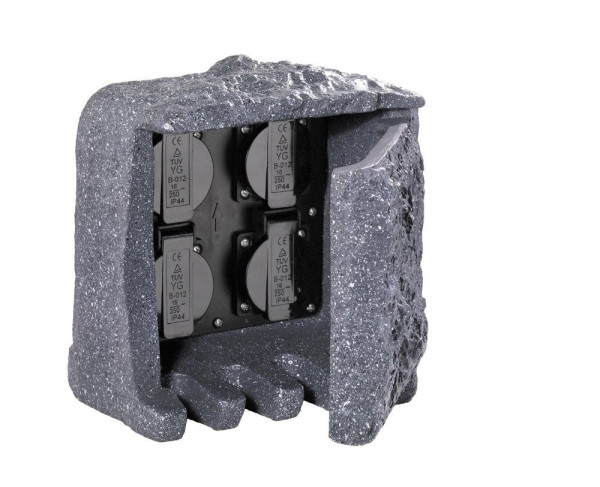 Gartensteckdose GARDEN SOCKET in grau aus Polyresin