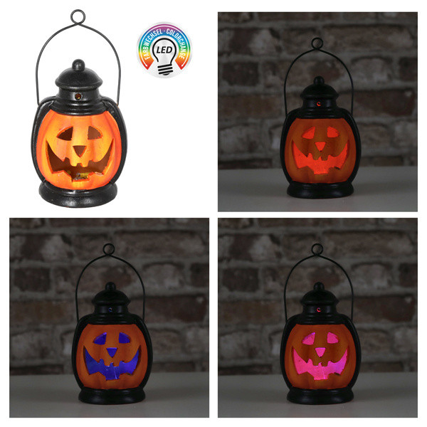 Laterne HALLOWEEN in orange aus Terracotta