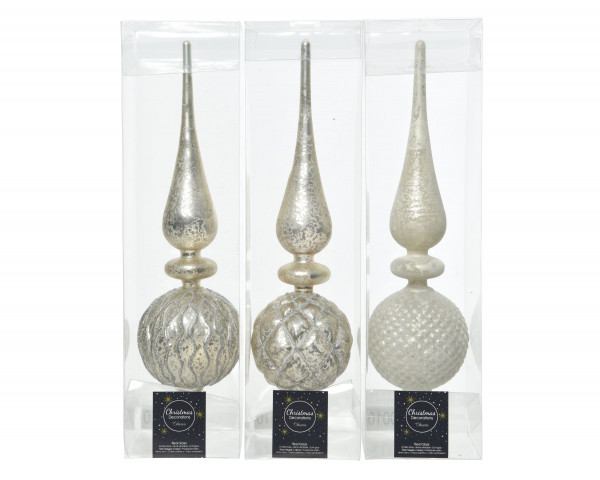 Baumspitze DIAMOND weiß in weiß aus Glas