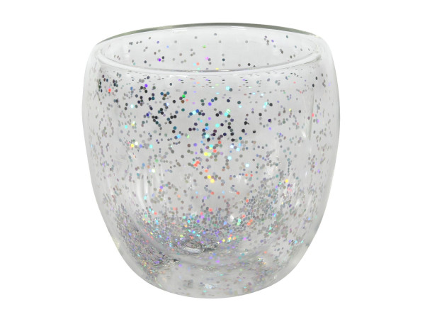 Trinkglas KONFETTI silber in transparent aus Glas