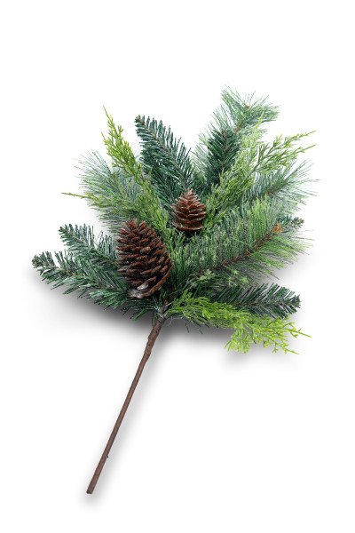 Tannenzweig mit Zapfen in grün aus Kunststoff