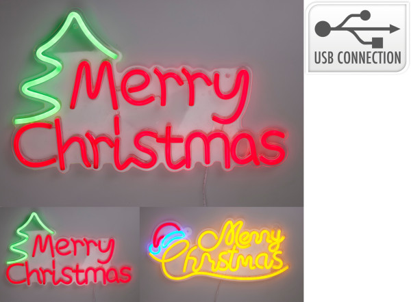 Dekoobjekt NEON X-MAS in mehrfarbig aus Kunststoff