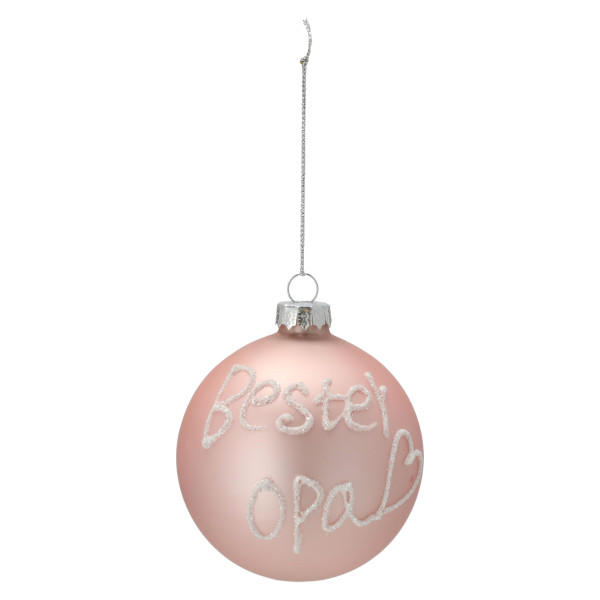 Weihnachtskugel BESTER OPA in rosa aus Glas