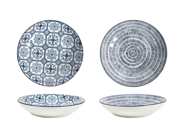 Suppenteller PATCH PRINT in dunkelblau aus Steinzeug