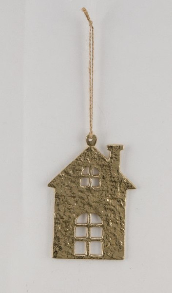Christbaumschmuck Hänger Haus in goldfarben aus Aluminium