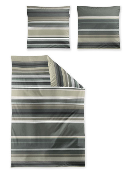 Bettwäsche WAVE Satin in Salbei aus Baumwolle