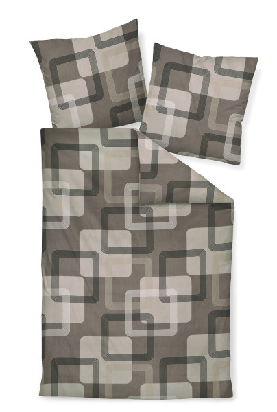 Bettwäsche J. D. Mako-Satin in grau aus Baumwolle