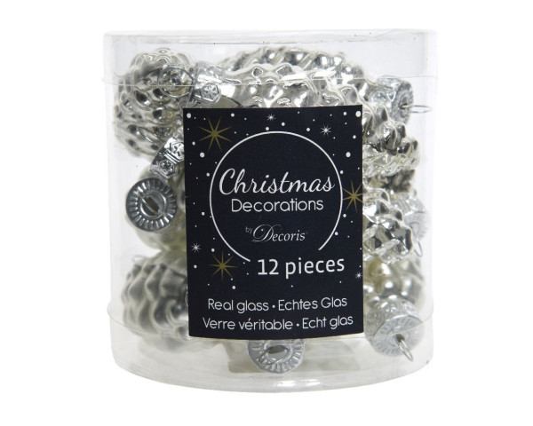 Weihnachtskugel-Box Zapfen SILBER in silberfarben aus Glas