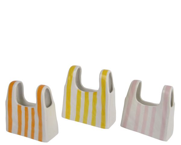 Pflanztopf TASCHE in mehrfarbig aus Dolomit