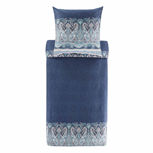 Bettwäsche SABBIONETA in blau aus Baumwolle