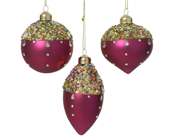 Weihnachtskugel in pink aus Glas