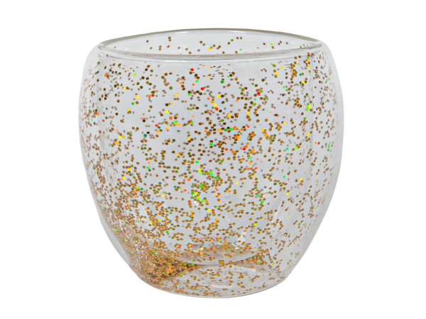 Trinkglas KONFETTI gold in transparent aus Glas