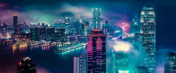 Glasbild VICTORIA PEAK in mehrfarbig aus Glas