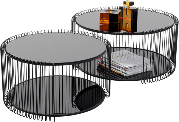 Couchtisch WIRE in schwarz aus Glas