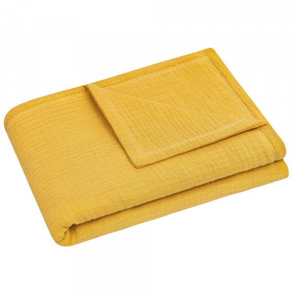 Kuscheldecke MUSSELIN in Honig aus Stoff