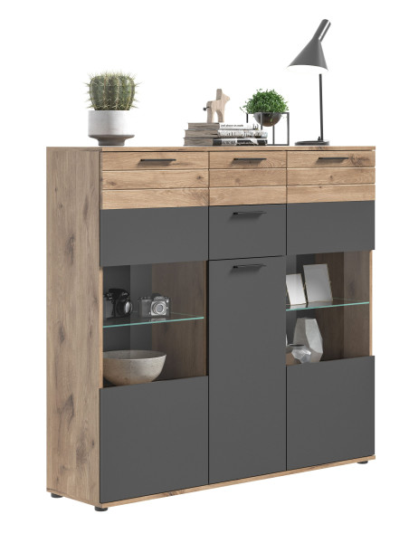 Highboard MASON in mehrfarbig aus MDF furniert