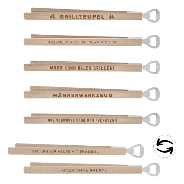 Flaschenöffner GRILLZANGE in mehrfarbig aus Materialmix