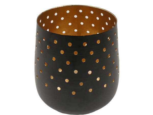Windlicht DOTS in schwarz aus Eisen