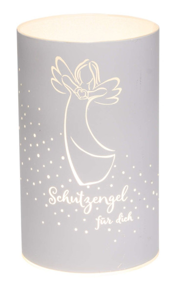 Windlicht LED Schutzengel in weiß aus Metall
