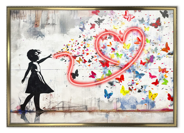 Bild BUTTERLY GIRL HEART in mehrfarbig aus Materialmix