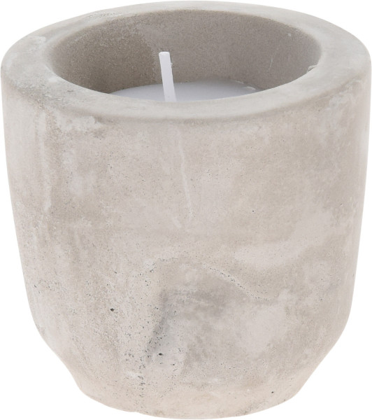 Kerze im Topf in grau aus Wachs