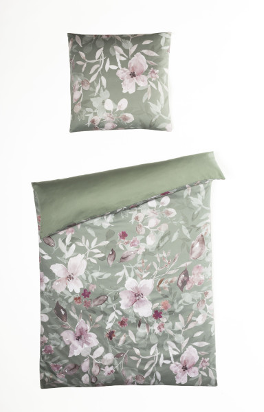 Bettwäsche LIV Satin in grün aus Baumwolle