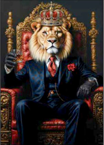 Aludibondbild LION KING V in mehrfarbig aus Metall