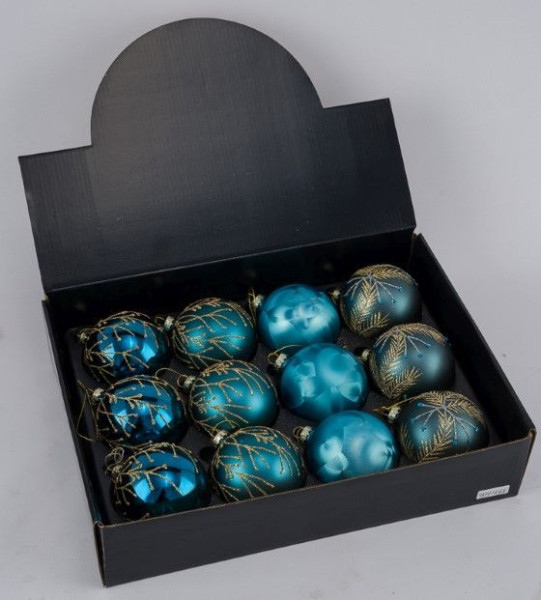 Weihnachtskugel in petrol aus Glas