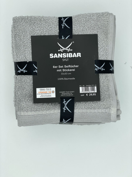 Seiftuch 6er-Set SANSIBAR in silberfarben aus Baumwolle