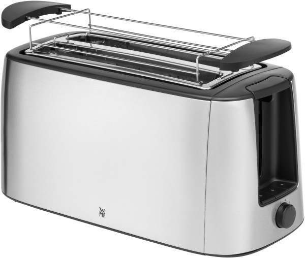 Doppel-Langschlitz-Toaster in silberfarben aus Metall