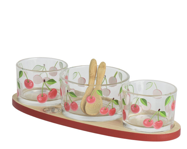 Servier-Set CHERRY in rot aus Bambus