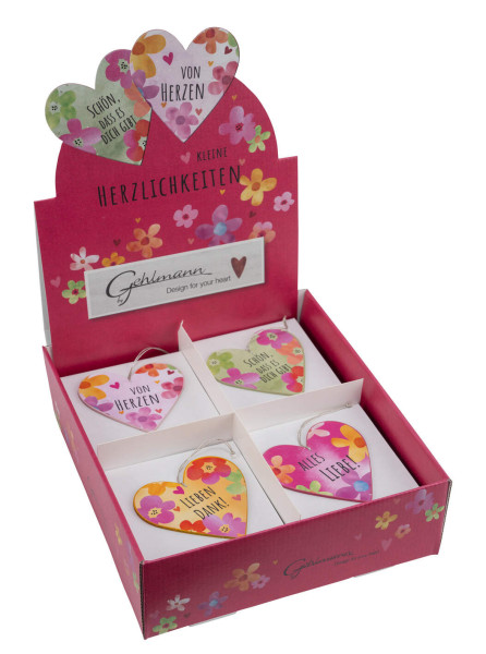 Hänger HERZ mit Spruch in mehrfarbig aus Kunststoff