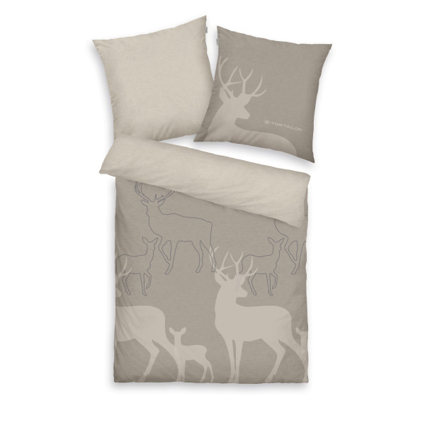 Bettwäsche TOM TAILOR Flanell in grau aus Baumwolle